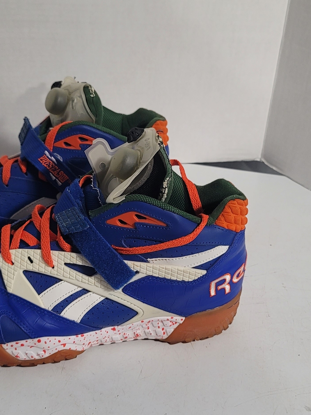 Reebok Pump Paydirt Mid Blue & Orange Athletic Shoes